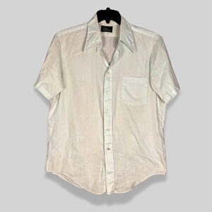 Towncraft by JCPenney No Iron Button Up Shirt Striped Rockabilly Light Blue M 16